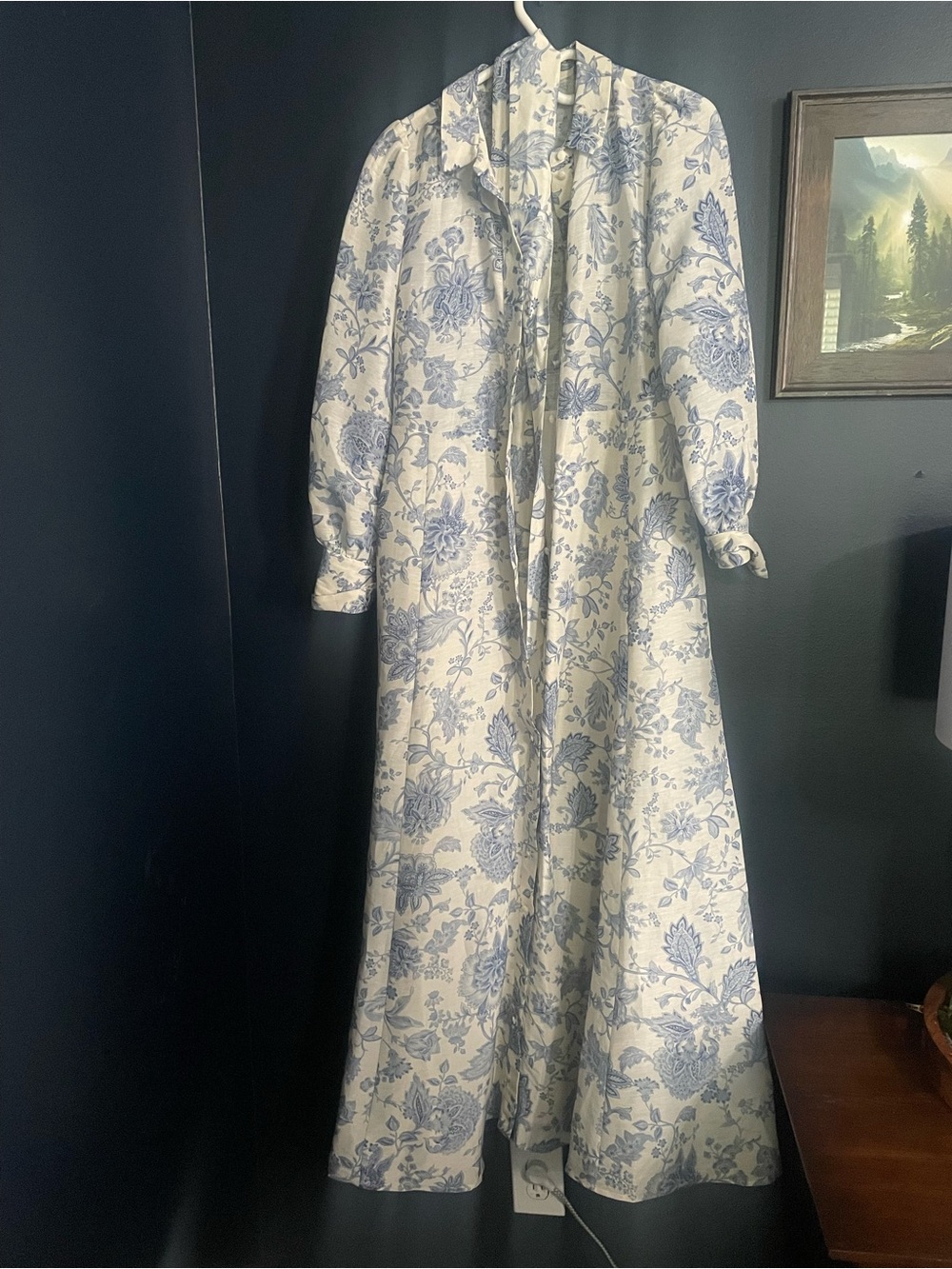 Sezane Editions Bellisima Toile Maxi Dress Shirtdress Linen Silk 34 XS S - Picture 4 of 7